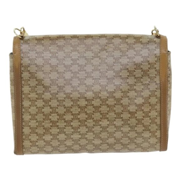 CELINE Macadam Canvas Shoulder Bag Beige Gold Auth 91292 - Picture 6 of 16